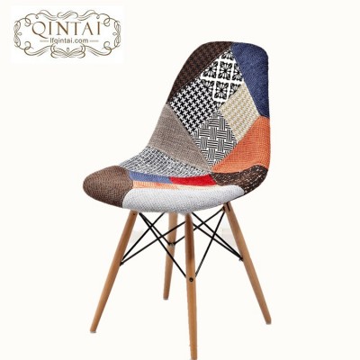 Wholesale cheap Scandinavian look Nordic style Italian Design Comfortable Fabric Patchwork Living Room Chair beech wood legs